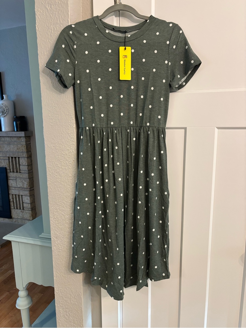 Women’s Green Polka Dot Short Sleeve Casual Dress